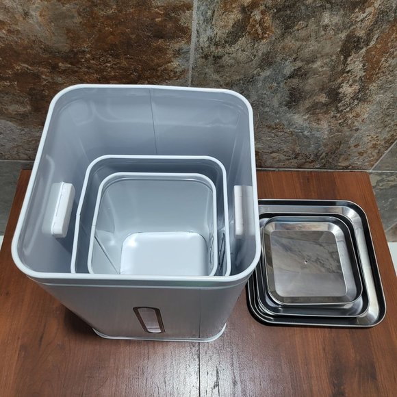 Nesting Square White & Silver Tin Cans Set of 3 - Picture 11 of 15